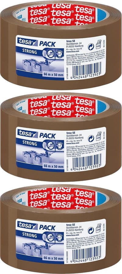 Tesa Verpakkingstape - 4x - bruin - sterk - 66 m x 50 mm