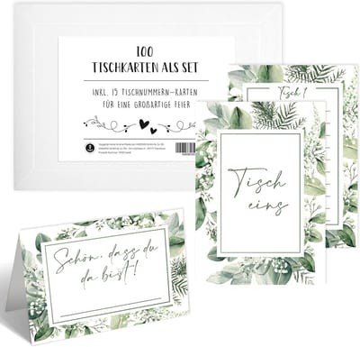 100 Luxe Tafelkaarten Set - Plaatskaartjes en Tafelnummers DIN A7 - Zelf Schrijven - Geschikt voor Bruiloft en Verjaardag