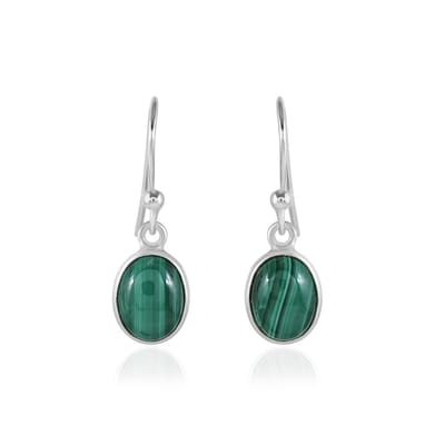 SilverGems Zilveren oorhangers met Malachiet edelstenen