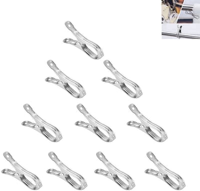 10 stuks - kleine wasknijpers van roestvrij staal - RVS clips - veerklemmen - lakenklemmen - open winddichte clips - wasknijpers - sokkenhangers - quilt droogklemmen - roestbestendig en duurzaam