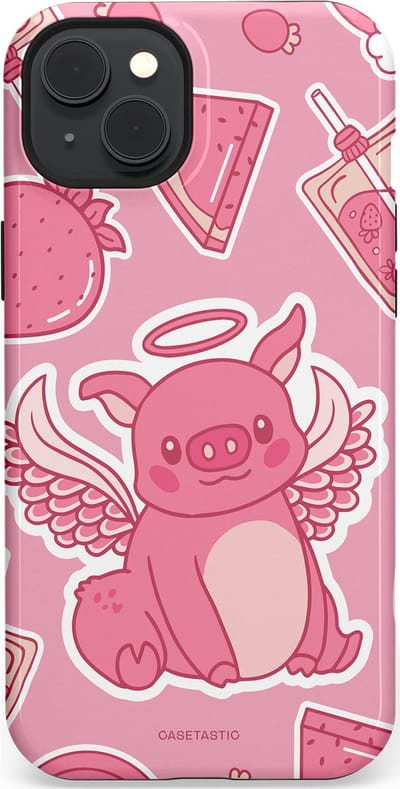 Casetastic Hoesje Geschikt voor Apple iPhone 15 Plus Magsafe - Stijlvolle Beschermende Duo-layer Case - Varken vleugels