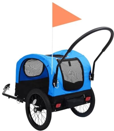 Fietsaanhanger en hondenkar 2-in-1 - Blauw en Zwart