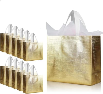 Herbruikbare draagtassen - Lichtgewicht boodschappentas - Cadeauverpakkingstas met handvat-Luxe strandtas - Vakantie - Set van 10