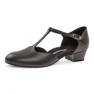 Dansschoenen Dames - Diamant 053 - 029 - 034 Tstrap - Comfortabele dansschoenen - Gesloten neus - Druksluiting - Lage hak 2.8cm - Suede zool - Comfortabele pasvorm - Ballroom, Stijldansen, Tango, Social - Diamant - Zwart - 42