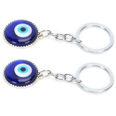 Lot de 2 porte-clés anti-mauvais œil, en alliage durable, émail coloré, amulette pour la protection contre la chance white