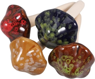 Tuindecoratie Paddenstoelen - Pot Decoratie - Tuin Aankleden - Weerbestendig Keramiek - 4 Stuks - Multicolor