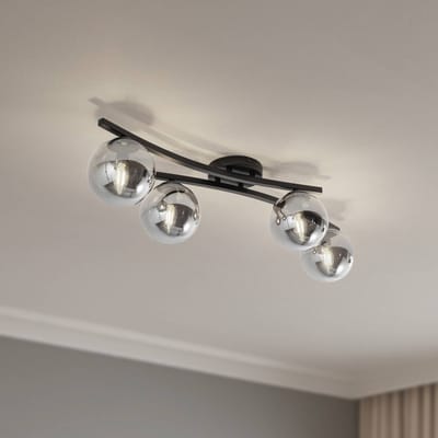 EMIBIG LIGHTING OPUS plafondlamp, lengte 84 cm, rookgrijs/zwart, 4-lamps.