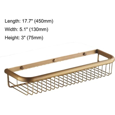 Étagère de Douche Murale en Laiton Antique Rétro Vintage Panier de Rangement Accessoire de Salle de Bain mzh120