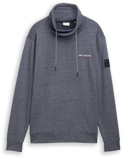 Tom Tailor - Snood Sweatshirt met logo-details - Maat S - navy grindle structure