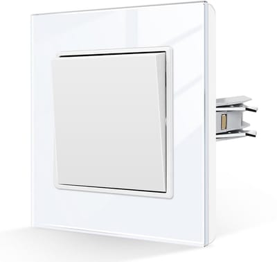 Inbouw lichtschakelaar zwart glas 1-voudig wisselschakelaar