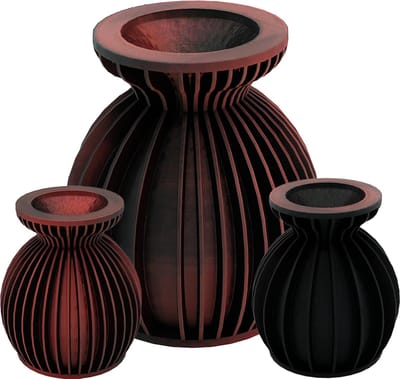 Elin moderne vaas – Decoratieve vaas - Zwart / Rood - 3d geprinte vaas – geschikt voor droogbloemen - 25CM