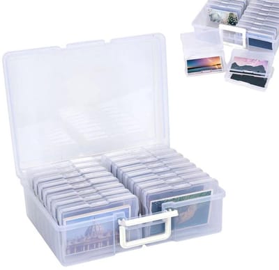 KZQ Fotobewaardoos - transparante fotobewaardoos - grote, stofbestendige, transparante fotobewaardoos - foto-organizer - 38×31×13 cm - transparant