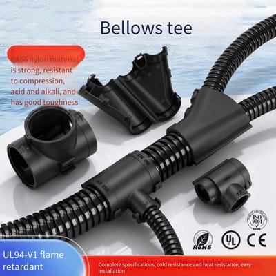 10 Stuks Vlamvertragende PA66 Gegolfde Pijp Tee Joint T-Type Kabelboom Gesp Omstelling Y-Type Te Openen Slanggesp voor Electro