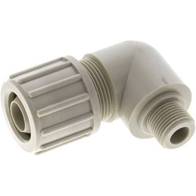 20x13mm & G3/8'' PP L-Vorm Knelfitting Buitendraad 10bar Kunststof en Polyamide