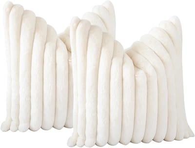 Wishdor Sierkussenslopen Set van 2 - Kussenhoes 45x45 cm - Zacht Pluche / Ribfluweel - Onzichtbare Rits - Wit