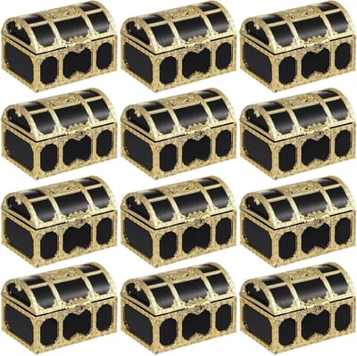 Set van 12 Kleine Decoratieve Piratenopslagdozen, Gouden Plastic Snoepdozen, Trouwen en Cadeaus bewaren