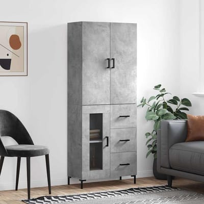 vidaXL - Hoge - kast - 69,5x34x180 - cm - bewerkt - hout - betongrijs