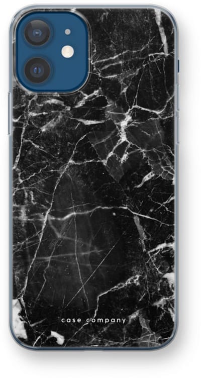 Case Company® - Hoesje geschikt voor iPhone 12 hoesje - Zwart Marmer - Soft Cover Telefoonhoesje - Bescherming aan alle Kanten en Schermrand