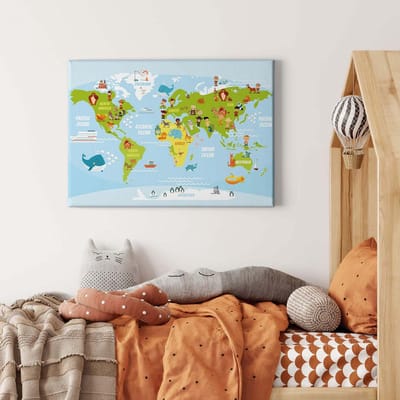 Canvas print DD123108 Kids World A.S. Création 0,7 x 0,5 m Blauw Kantoor Hal/Gang Keuken Slaapkamer Woonkamer