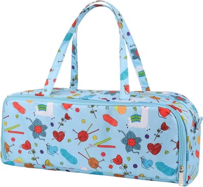 Brede Brei Tas voor Wol en Naalden, Ideaal voor Breien en Haken, Lichtgewicht Organizer met Extra Compartment voor Lange Naalden en Haaknaalden