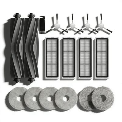 Dailygoods- Reserveonderdelen 17-delig - 2 x Rubber Hoofdborstels - 4 x Zijborstels - 6 x Dweildoeken - 4 x HEPA-filters - Compatibel met Dreame L10s Pro - Schoonmaakaccessoires