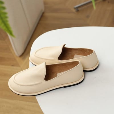 Loafers Dames Nieuwe Lente Instapper Ronde Neus Schoenen Dames Echt Leer Zachte Platte Schoenen Dames 35 brown