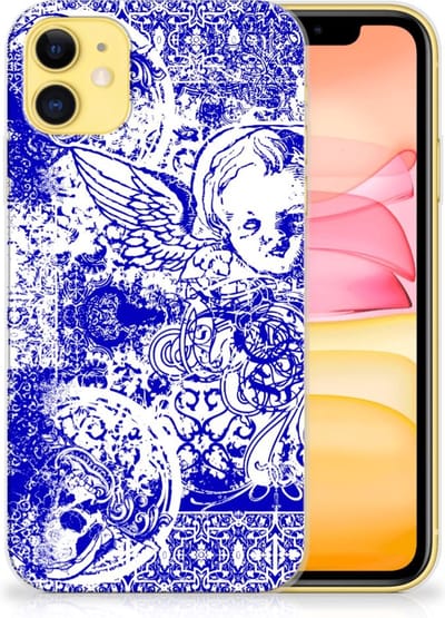 Silicone Back Case Apple iPhone 11 Angel Skull Blauw