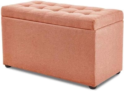 Opbergkruk Ottomaans - Voetenbank Poef - Ruimte Organiseren - Verborgen Opbergruimte - 60x30x35 cm - Oranje
