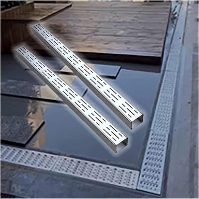 Vloergoten RVS - Afwateringssysteem - Buiten Draineren - Robuust Ontwerp - 2 Stuks - Zilverkleurig