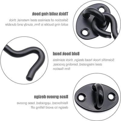 4 Pack RVS Deursluitingen voor Raam, Schuifdeur en Garagedeur - Zwart met Montage Schroeven (7.5 cm)