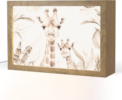 Nachtlampje 30x20 cm - Kinder lampje - Giraffe - Jungle - Bruin - Kinderen - Tafellamp kinderkamer - Slaapkamer lamp - Bedlamp kinderen - Kinderlampje stopcontact - Wandlamp babykamer - Nachtlampjes