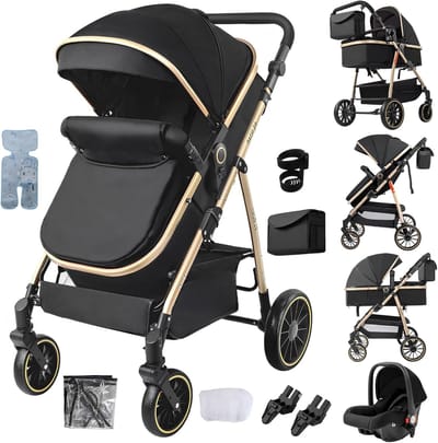 Kinderwagen 3-in-1 - Reissysteem Kinderzitje - Veilig Vervoer Baby - Eén Klik Opvouwbaar - 88 x 58 x 100 cm