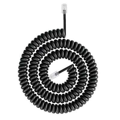 carmdering - RJ9 Telefoonkabel – 3 Meter Spiraalkabel (4P4C) | Krulsnoer voor Vaste Telefoon | Vervangende Hoornkabel met Vergulde Contacten – Zwart