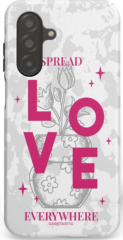 Casetastic hoesje geschikt voor Samsung Galaxy A26 - Dubbellaagse bescherming - Spread Love Everywhere - Grijs Roze - Valentijn - Valentine - Fashion Case - Lichtgrijs Wit Roze