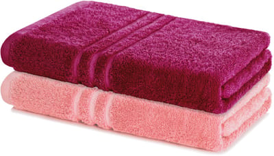 Lavea® Set van 2 badlakens 100x150 cm – 100% katoen, badhanddoeken en handdoeken, zacht, absorberend en duurzaam – ideaal voor badkamer, sauna, spa of hotel – Bordeaux en Pastelroze
