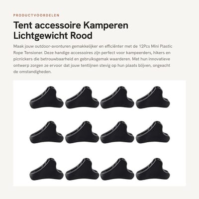 Dailygoods- Tensioner 12 Stuks - Plastic Verstelbaar - Voor Tentlijnen - Lichtgewicht - Antislip - Ideaal voor Buitenactiviteiten - Tentspanner