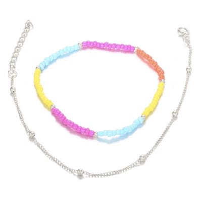 Jomide Enkelbandje Colours & Silver - 2 stuks