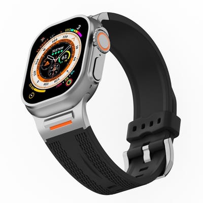 Siliconen bandje - geschikt voor Apple Watch 1/2/3/4/5/6/7/8/9/10/11/ SE (1,2,3) met maat 38 mm / 40 mm / 41 mm en 42 mm (Watch 10/11) - zwart