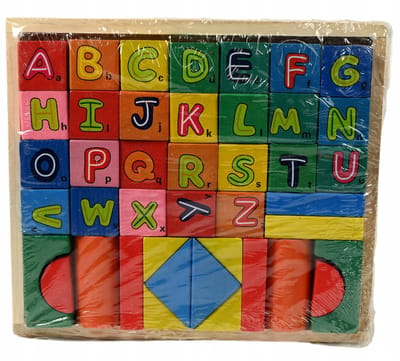 Houten Alfabet Blokken - Educatieve Geometrische Puzzel (42 Delen)