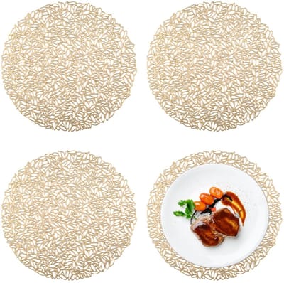 Dailygoods - Ronde Placemats - Warmte-isolatie Placemat - Gouden Kleur - PVC Placemat - Isolatie van Dinerborden - Tafeldecoraties