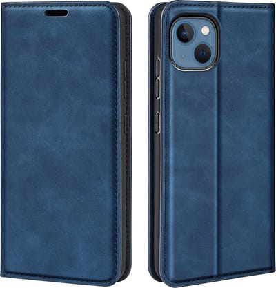 MobyDefend Hoesje - Geschikt voor iPhone 14 - Luxe Wallet Bookcase (Magnetische Sluiting) - Blauw