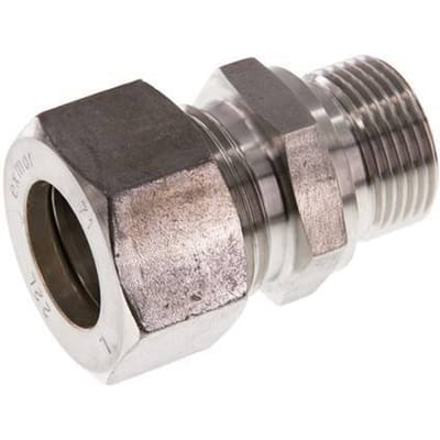 G 3/4'' Buitendraad x 22L RVS Rechte Knelfitting 160 Bar DIN 2353 - FL2S-MO-ST-034G-22-L