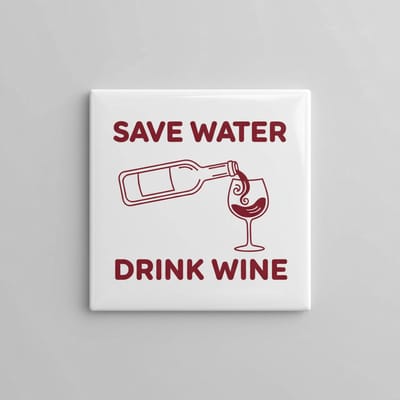 Grappige Quote Keramische Tegel “Save Water Drink Wine” – Wijnliefhebber Keuken Wanddecoratie – Decoratieve Tegel 15 × 15 cm