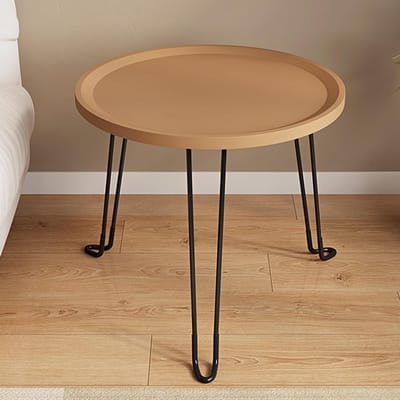 Ronde salontafel - Bijzettafel - Woonkamer decoratie - Opvouwbaar ontwerp - 46 x 38 cm - Beige