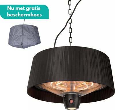 Sunred - COMBIDEAL - Heater & Hoes - Artix - Bright lijn - Zwart - Hangend model - Terrasverwarmer - Infraroodstraling - 1500 W - ECO - 3 standen - LED - Afstand bestuurbaar - Elektrische heater