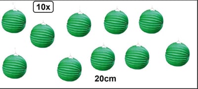 10x Lampion 20cm groen - festival thema feest verjaardag party papier BBQ strand licht fun