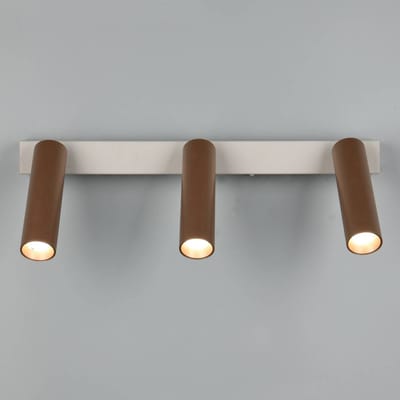 Trio Lighting LED plafondspot Ambala. Lengte 44 cm, grijs/bruin, 3-lamps.