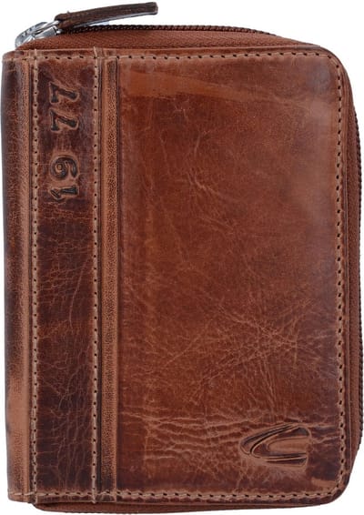 camel active Leren portemonnee Melbourne High Zip Wallet Brown Lichtbruin