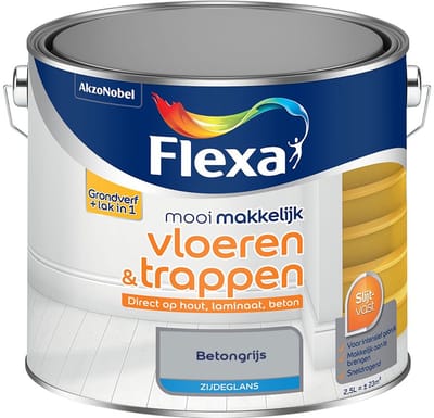 Flexa - Mooi Makkelijk Vloeren & Trappen Zijdeglans - Betongrijs - Mengverf - 2,5 L