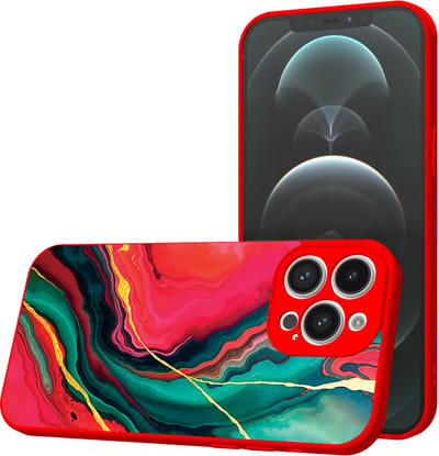Smartphonica Telefoonhoesje Geschikt voor iPhone 12 Pro Max met Rood Groen Marmer opdruk - TPU Back Cover Case Red Green Marble Design - Rood geschikt voor iPhone 12 Pro Max